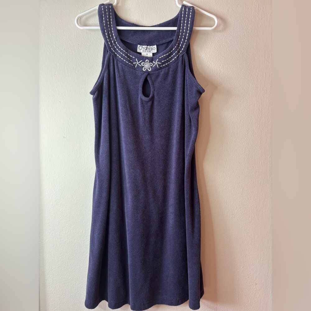 Navy Beach Vibe Sundress Knee Length